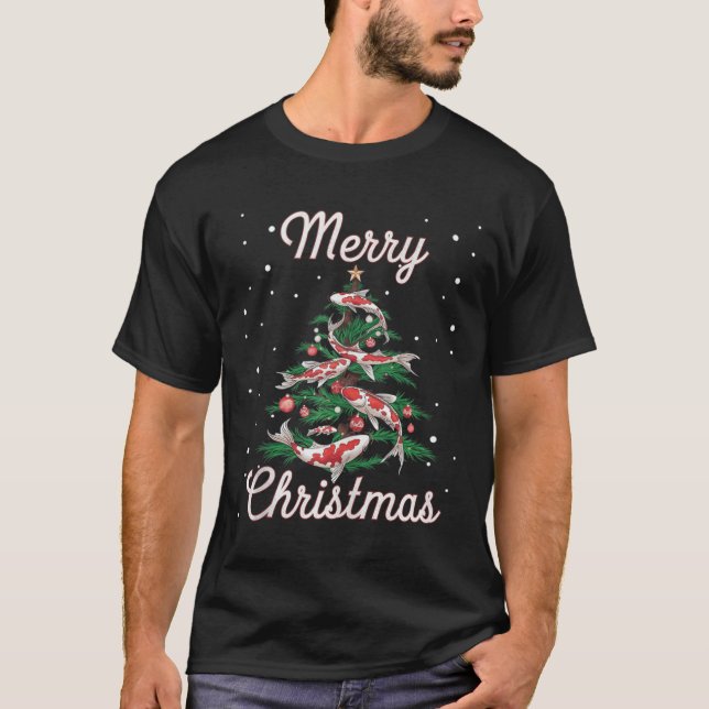 Camiseta Koi Fish Xmas Tree Koi Carp Christmas Tree (Anverso)
