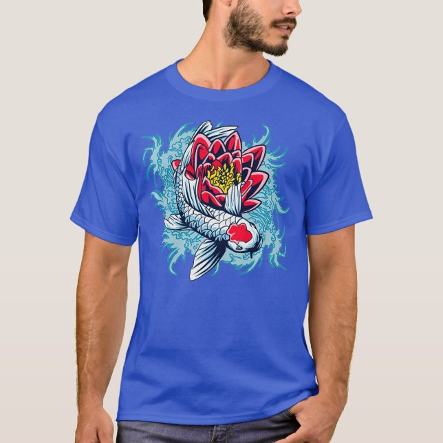 Camiseta Koi Fish y Lotus Graphic Premium (Anverso)