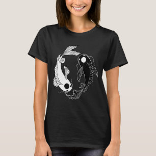 Camiseta Koi Fish Ying Yang Blanco y negro