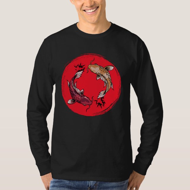 Camiseta koi fish ying yang with bamboo tees  Japanese Flag (Anverso)