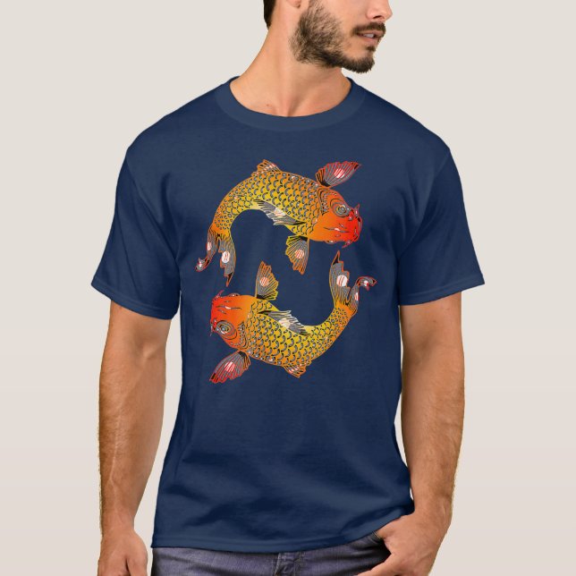 Camiseta Koi Fish Zen Arte Budista Meditación Mental Yin (Anverso)
