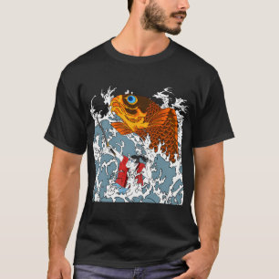 Camiseta Koi gigante y samurái