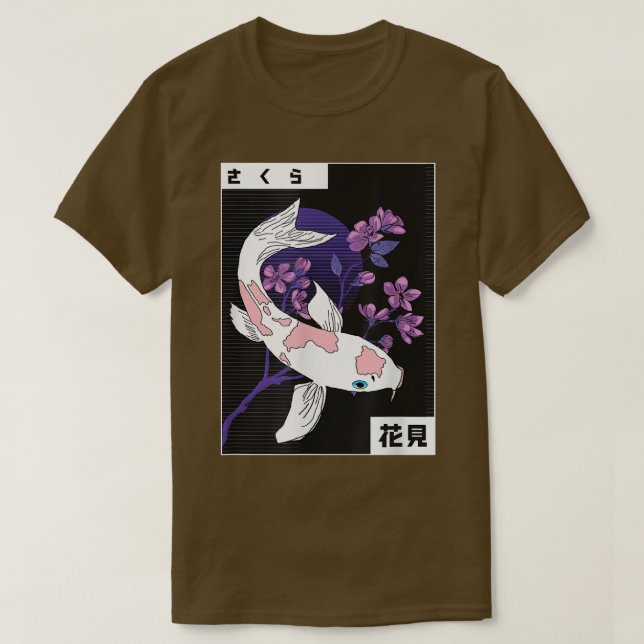 Camiseta Koi Japanese Koi Carp Sakura Tree Sunset Cherry Bl (Diseño del anverso)