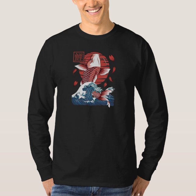 Camiseta Koi japonés retro pescado Gran ola Kanagawa (Anverso)