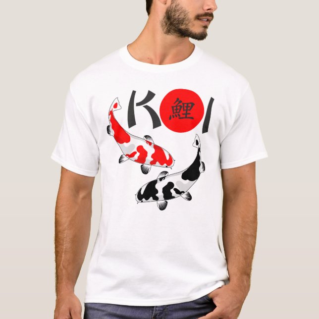 Camiseta KOI - Nishikigoi Bekko blanco rojo negro 1 camiset (Anverso)