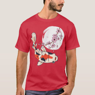 Camiseta Koi Nishikigoi Flower Moon Japan Koi Carp Cherr
