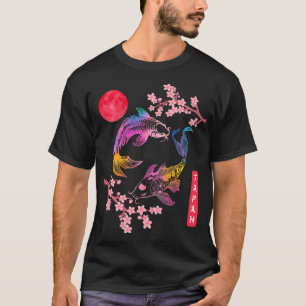Camiseta Koi p Fish Sakura Red Rainbow Sun Cherry japonés