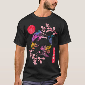 Camiseta Koi p Fish Sakura Red Rainbow Sun Cherry japonés