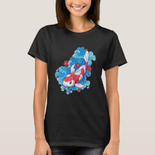 Camiseta Koi Pescado Y Flores Carpa Japonesa