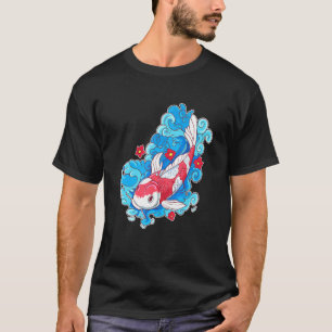 Camiseta Koi Pescado Y Flores Carpa Japonesa