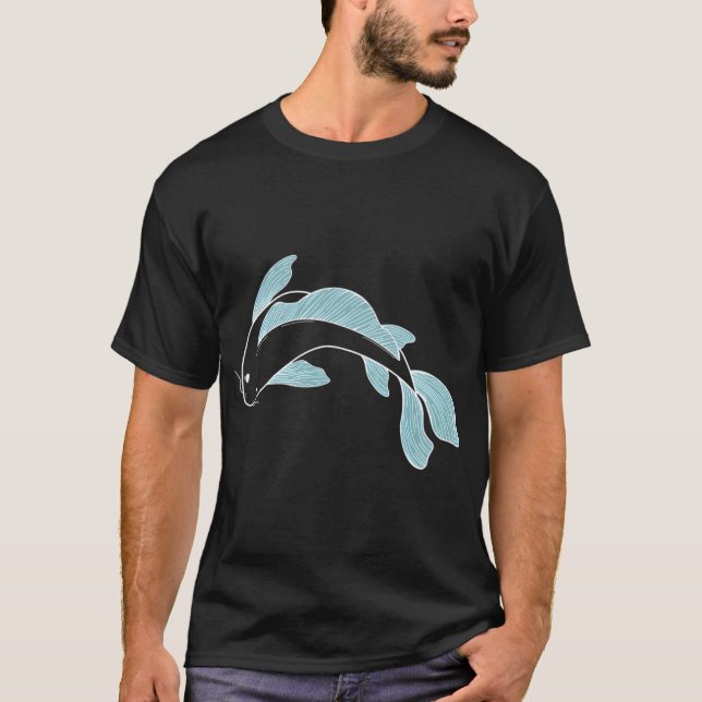 Camiseta koi pez - azul claro (Anverso)