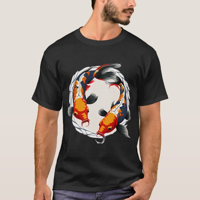 Camiseta koi pez nadando alrededor (Anverso)