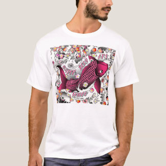 Camiseta koi rosado