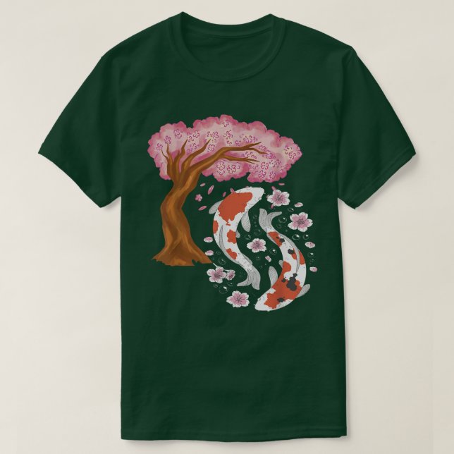 Camiseta Koi Sakura Tree Japanese Koi Carp Cherry Blossom N (Diseño del anverso)