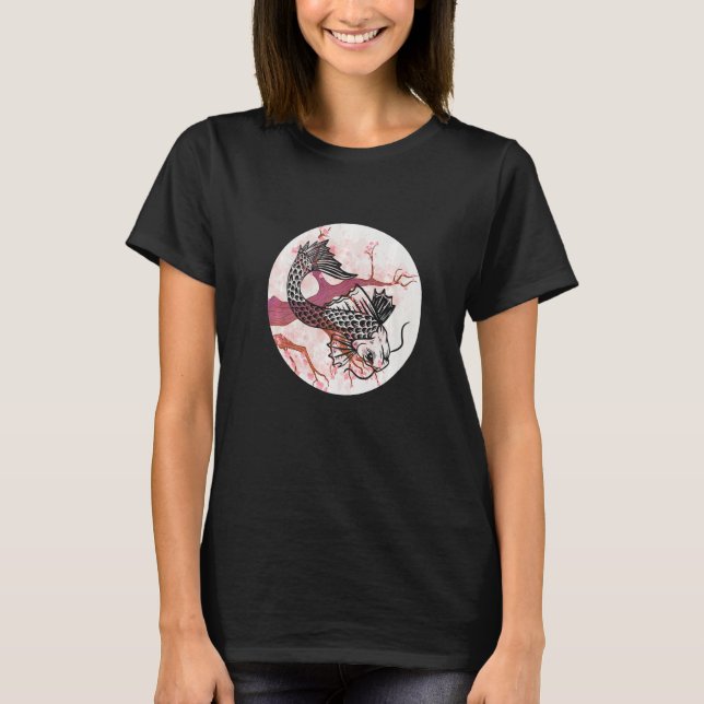 Camiseta Koi Sakura Tree Prosperity Cherry Blosssom japonés (Anverso)