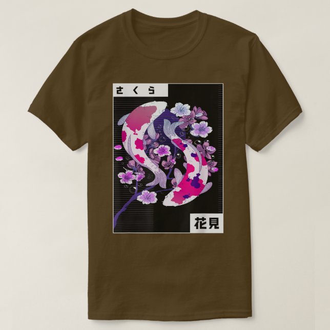Camiseta Koi Yin Yang Cherry Blossom Moon Flower Japanese K (Diseño del anverso)