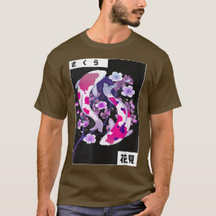 Camiseta Koi Yin Yang Cherry Blossom Moon Flower Japonesa K