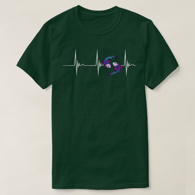Camiseta Koi Yin Yang Heartbeat EKG Pulse Carpa japonesa Ko (Diseño del anverso)