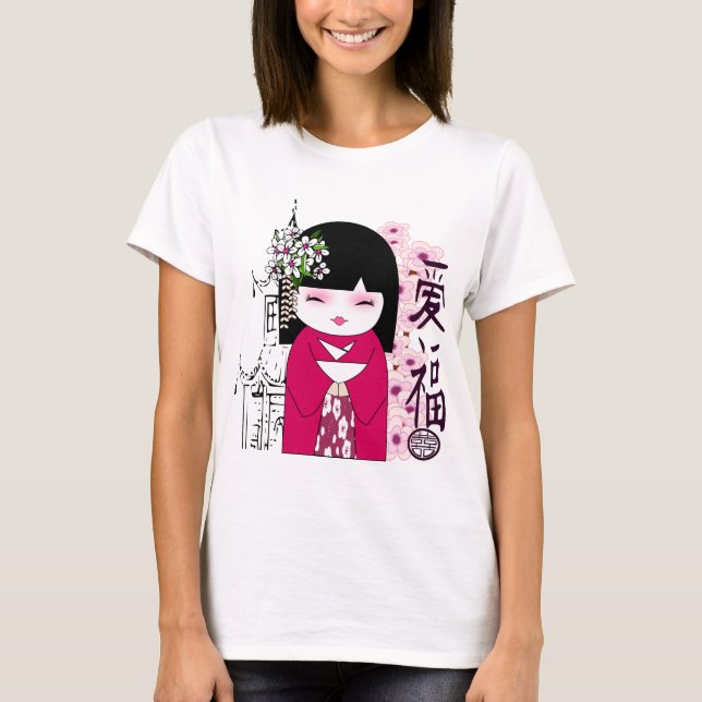 Camiseta Kokeshi, muñeca japonesa, こけし (Anverso)