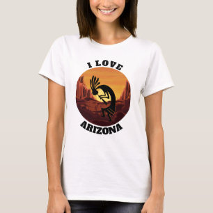Camiseta Kokopelli Love Arizona Sunrise Gold Modern Desert