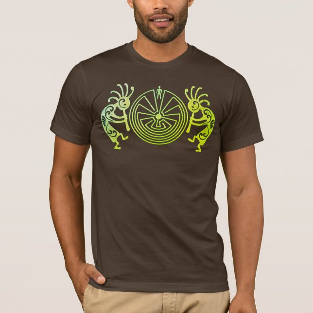 Camiseta KOKOPELLI / MAN IN THE MAZE green + tus ideas (Anverso)