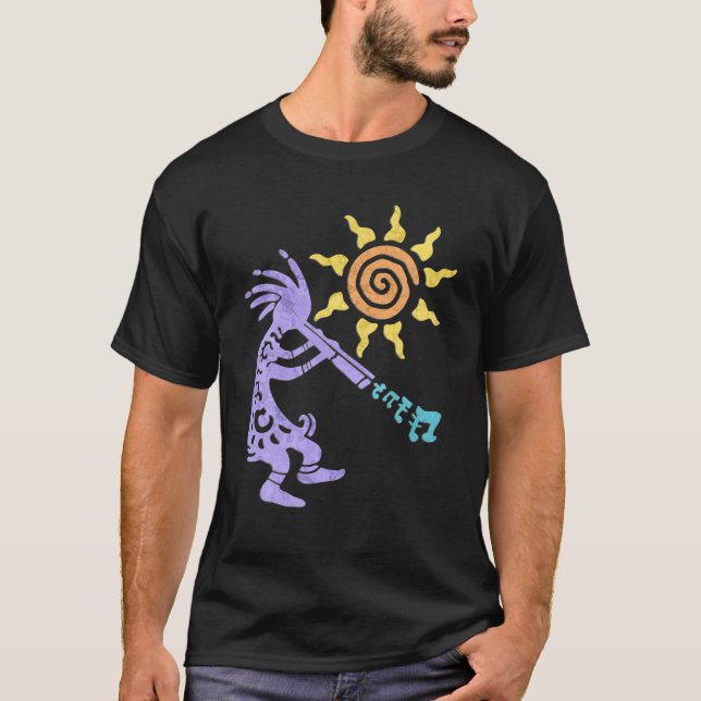 Camiseta Kokopelli Musican nativo americano con ventilador  (Anverso)