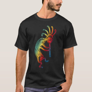 Camiseta Kokopelli nativo americano con degradados de ornam