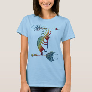 Camiseta Kokopelli nativo americano con dos plumas 1