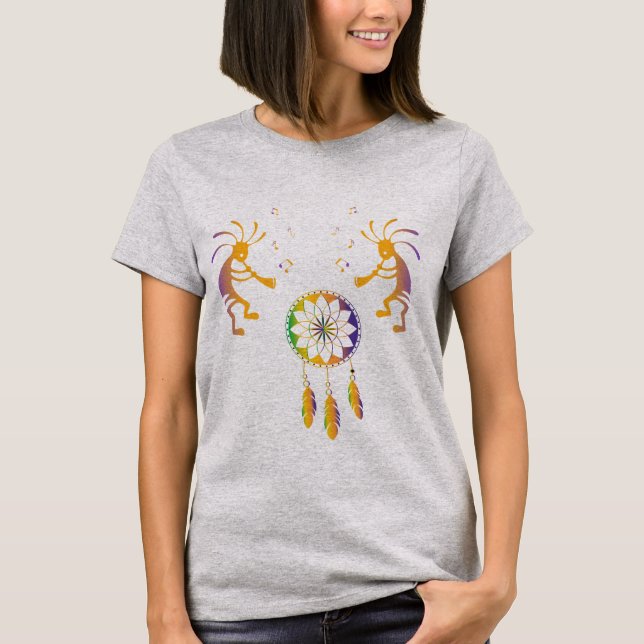 Camiseta Kokopelli, nativo americano de Dreamcatcher (Anverso)