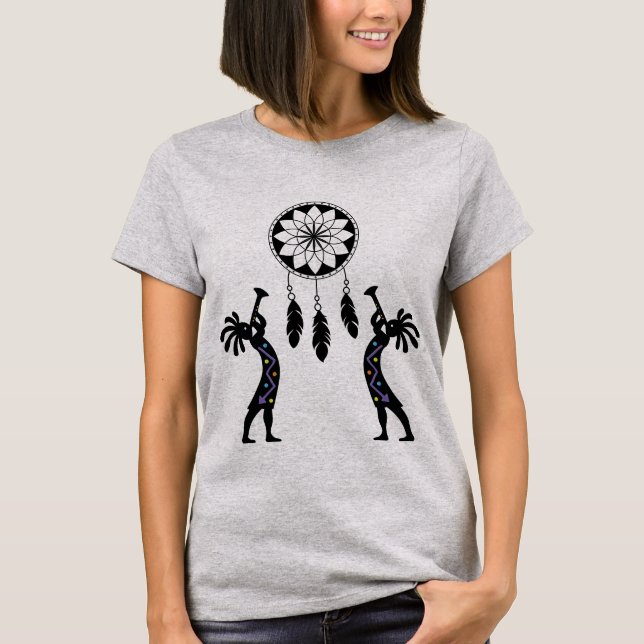 Camiseta Kokopelli, nativo americano de Dreamcatcher (Anverso)