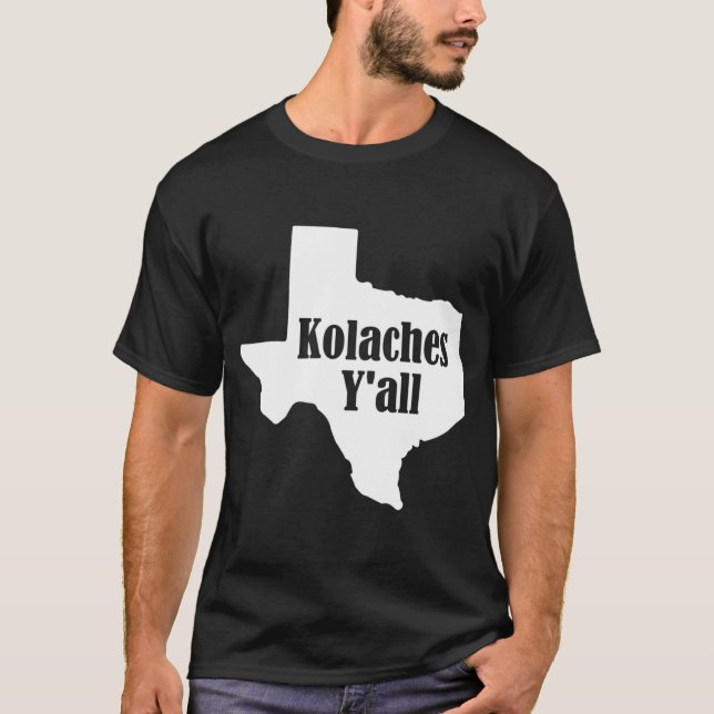 Camiseta Kolaches Yall hecho en Texas por checos panaderos (Anverso)