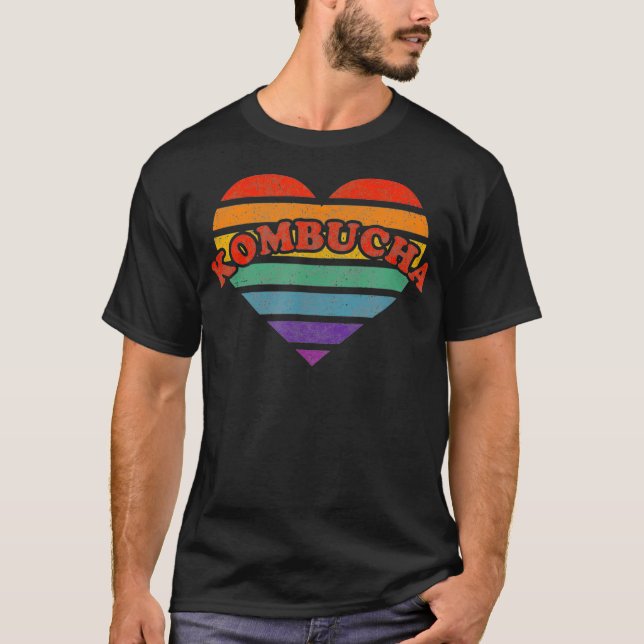 Camiseta Kombucha Retro Rainbow Heart 80s Whimsy LGBTQ Pri (Anverso)