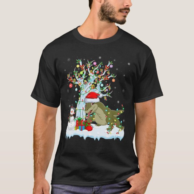 Camiseta Komodo Dragon árbol de navidad iluminando Komodo D (Anverso)