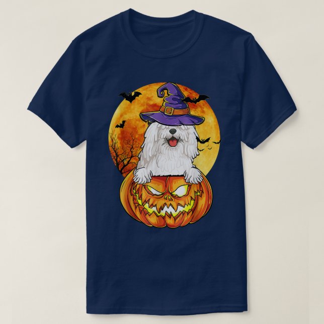Camiseta Komondor Witch Pumpkin Halloween Perro Lover Funny (Diseño del anverso)