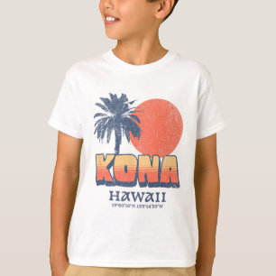 Camiseta Kona Hawái Atardecer Retro Palma Bonito Hawaiano B