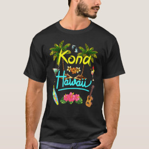 Camiseta Kona Hawaii Beach Summer Palm Surf Sun Set Palm Tr