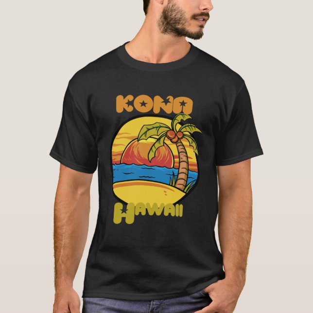 Camiseta Kona Sunset Vacation Hawaii Palm Tree Ocean (Anverso)
