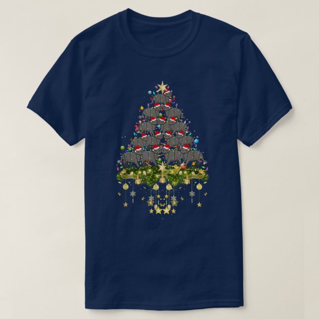 Camiseta Korat Cat Christmas Tree Lights Funny Xmas Lover  (Diseño del anverso)
