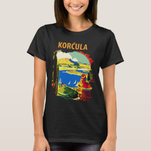 Camiseta Korcula Croacia Vista del Puerto Viaje Verde