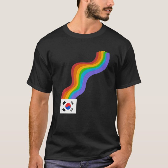 Camiseta Korea Flag Wavy Rainbow ROYGBIV Pride in Korea Rai (Anverso)