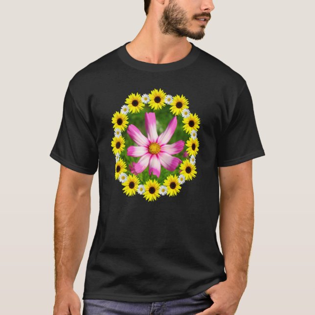 Camiseta Kosmee Flower Pink Sunflowers Daisy Flower (Anverso)