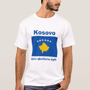 Camiseta Kosovo Bandera + Mapa + Texto