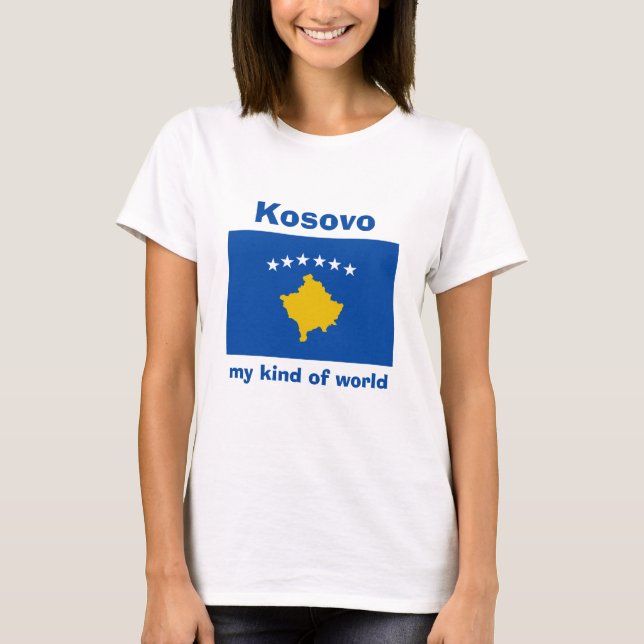 Camiseta Kosovo Bandera + Mapa + Texto (Anverso)