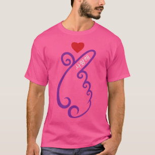 Camiseta Kpop Finger Heart Purple Korean Pop Music Fan K-Po