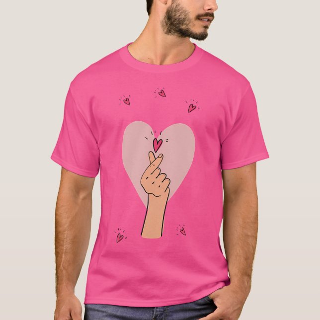 Camiseta Kpop Heart Love Tee Finger Crossed K-Drama K-Pop (Anverso)