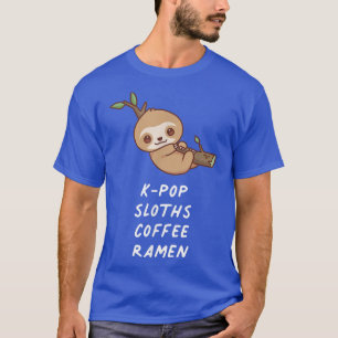 Camiseta KPop Sloths Coffee Ramen Kawaii Lover Aesthetic an