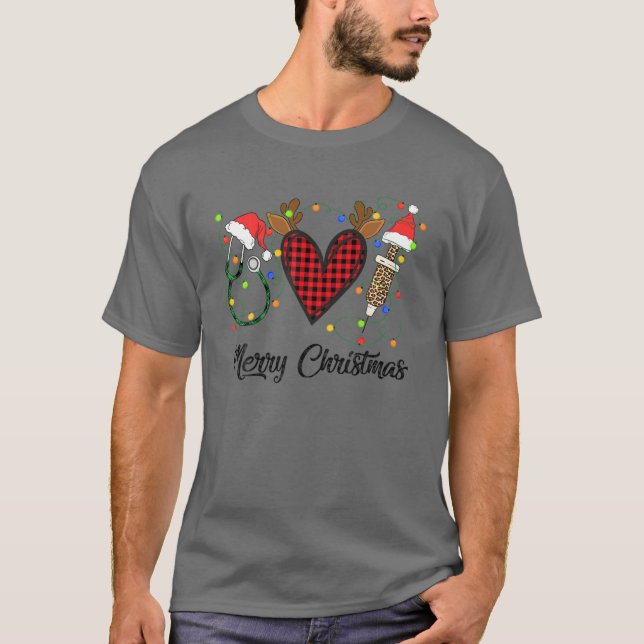 Camiseta Kr5b Navidades de enfermería leoparlante Feliz Nav (Anverso)