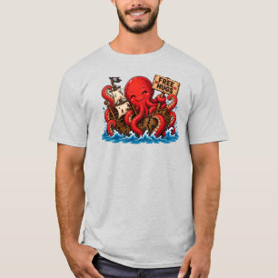 Camiseta Kraken de Abrazos Gratis! Monstruo Marino DND Ador