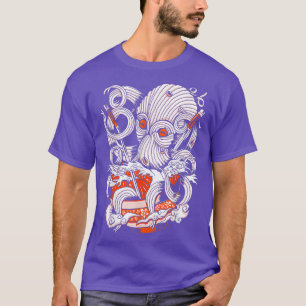 Camiseta Kraken Ramen Octopus Anime Retro Ramen Hombres