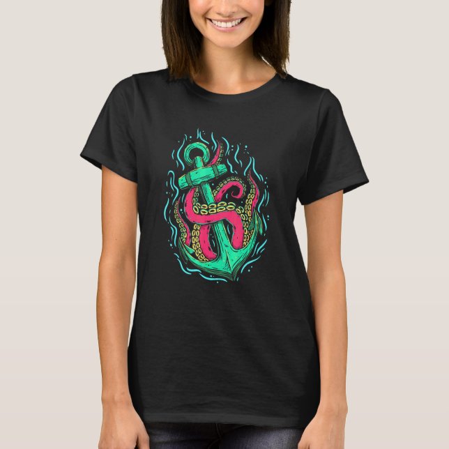 Camiseta Kraken Tentacles Nautical Anchor Seaman Marine Boa (Anverso)